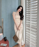 手作り 膝丈ドレス マーメイド エレガント 気質 レース セレブ風 高級感 YH2-JY10079