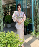 ロングドレスVネック小顔花柄エレガントフランス風着痩せ通勤おしゃれ WQ2-ZED6780