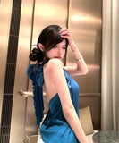 シャツホルターネックセクシーエレガント宴会パーティーセレブ風キラキラバックレス気質 WQ2-MXX3643