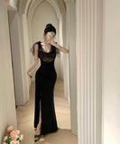 ロングドレスイベントキャバドレスチュールエレガント着痩せ気質宴会パーティー気質セクシー WQ2-ZED888617DXH238A