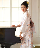 【日本即日発送】浴衣 浴衣セット 兵児帯 しわ兵児帯 伝統式浴衣 レディース 百合柄 草花柄 2024YTK-006