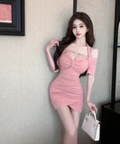 【3色】キャバドレス ミニドレス セクシー 谷間見せ party タイトドレス YH2-DD6408