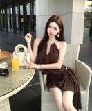 ミニドレスキャバドレスホルターネックセクシー非対称セレブ風バックレス WQ2-XKD-D529-6811-Apr7