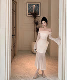 【秋新作】ロングドレス キャバドレス セクシー ボディコン オフショルダー  マーメイドドレス 結婚式 二次会 披露宴 パーティー 上品 高級感 LW2-CD7-238-87020590