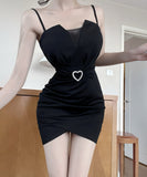 【2色】キャミワンピース ミニドレス キャバドレス セクシー ミニ丈 Vネック ウエストマーク タイトシルエット ボディコン パーティー LW2-DD5944