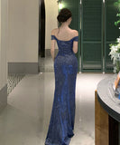 Lady's coco ロングドレス キャバドレス セクシー オフショルダー スパンコール スリットドレス 誕生日会 結婚式 二次会 LW2-XHY917022