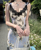 サンドレスロングドレス旅行花柄エレガント気質レース谷間見せ WQ2-CD6-238-96850580