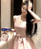 ミニドレスAラインリボンセクシー誕生日パーティー宴会かわいい高級感エレガント WQ2-SJHY10905