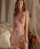 【2点セット】3色 パジャマ セクシー 谷間見せ ルームウェア レース YH8-GR3401