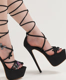 【2025新作】ハイヒール  バタフライモチーフ 細ヒール サンダル ローマ風 美脚効果 歩きやすい 靴  LW5-LLMY-9966-286