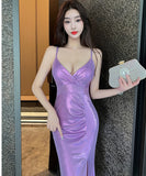 【3色】ロングドレス キャバドレス セクシー Vネック スリット入り タイト マーメイドワンピース 披露宴 二次会 パーティー お呼ばれ LW2-OYF9757