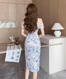 ミニドレス 気質 膝丈ドレス ロマンチック風 チャイナドレス エレガント YH2-DD6140