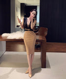 Lady's coco セクシー ボディコン フレンチスタイル ニットワンピース タイト 膝丈 ウエストマーク 上品 気質 大人可愛い 秋冬新作 LW2-XKDD445-2592-Oct10