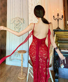 Lady's coco ロングドレス キャバドレス セクシー レース スリムフィット 背中あき 結婚式 二次会 披露宴 パーティー 上品 LW2-CD6-143-71900580