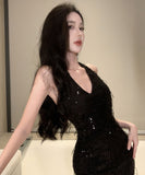 ミニドレス セクシー キャバドレス ノーショルダー キラキラ YH2-DD6231