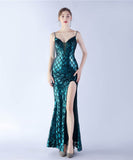 【8色】ロングドレス キラキラ パーティードレス ワンーショルダー お姫様 誕生日 演奏会 イベント宴会 WQ2-YEY31228#