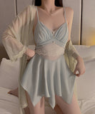 【2点セット】4色 セクシーパジャマ  ルームウェア チュール 肌見せ レース YH8-GR3598