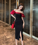 手作り 膝丈ドレス エレガント セレブ風 宴会 チュール 披露宴 YH2-JY30117