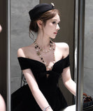 Lady's coco ミニドレス キャバドレス セクシー オフショルダー×リボン付きドレス  ウエストマーク   上品エレガント パーティー デート LW2-DD5938