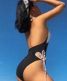 ビキニ モノキニ 肌見せ セクシー Vネック 着痩せ 海辺 水着 谷間露出 YH7-YZM-SNM24523