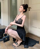 キャバドレス 膝丈ドレス レース セレブ風 おしゃれ 不規則 気質 セクシー YH2-ZED888318DXH238A