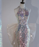 ロングドレス キャバドレス パーティードレス  ロングドレス  ハルターネック  キラキラ  スパンコール  マーメイドライン  ゴージャス 誕生日 結婚式 披露宴 LW2-MJR414