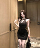 キャバドレスミニドレスキラキラホルターネック谷間見せナイトクラブパーティードレスセクシーhotgirl WQ2-ZED882498DXH437A