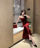 Lady's coco ロングドレス キャバドレス セクシー フレンチヴィンテージ風 ベロア キャミワンピース ボディコン マーメイドドレス スリムシルエット 背中あき 結婚式 二次会 披露宴 パーティー 上品 LW2-CD2-761-75830450