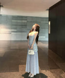 ロングドレスレースキャミワンピ谷間見せセクシー取り外し可能なチュールスカートおしゃれ宴会パーティーフラワー高級感気質 WQ2-XKD-D452-1063-Apr9