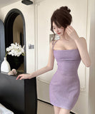 【2色】ミニドレス キャバドレス 着痩せ キラキラ 背露出 セクシー YH2-DD6601