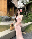ロングドレスキャバドレスタイトドレスホルターネックバックレスドレスリボンセクシーナイトクラブ夏 WQ2-MXX6735#
