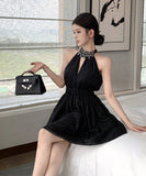 Lady's coco ミニドレス キャバドレス セクシー キラボシ レトロ ホルターネック ウエストシェイプ パーティー デート JC2-XKDD408A-7041-Oct13