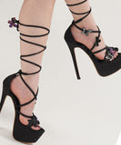 【2025新作】ハイヒール  バタフライモチーフ 細ヒール サンダル ローマ風 美脚効果 歩きやすい 靴  LW5-LLMY-9966-286