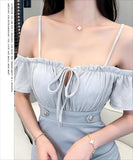 【3色】ミニドレス キャバドレス ミニドレス セクシー バブルスリーブ ボディコン オフショルダー タイトフィット JC2-YM8870