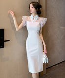 チャイナドレス 膝丈ドレス fashion レース セクシー 宴会 YH2-DD6027