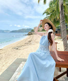 ロングドレスホルターネックサンドレス刺繍セクシーレースAライン着痩せ気質旅行ビーチ海 WQ2-CD4-516-52750680