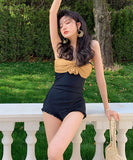 水着モノキニタンキニビキニリボン体型カバー露出控えセクシーリボンワンショルダー温泉ビーチ海 WQ7-DP-A31489