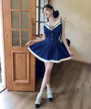 ミニドレスセーラー 風 海軍 ワンピース谷間見せカワセクシー個性感Aライン着痩せ気質 WQ2-DD4856