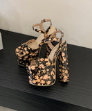 【2025新作】ハイヒール パンプス スクエアトゥ バイカラー アンクルストラップ チャンキーヒール オープントゥ 美脚効果 歩きやすい 靴 LW5-XLZG-1221-5