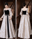 ロングドレス キャバドレス パーティードレス ベロア スクエアネック 長袖 フレアデザイン 二次会 披露宴 パーティー LW2-YZX027