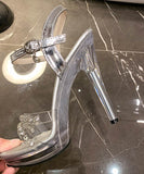 ハイヒール パンプス 透明感 キラキラ スリッパ 美脚効果 歩きやすい 流行り OL 百掛け ヒール 靴 WQ5-HS8612-3