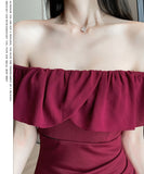 ミニドレス キャバドレス セクシー フリルオフショルダー タイトミニドレス エレガント ナイトドレス クラブ パーティー JC2-YM8879