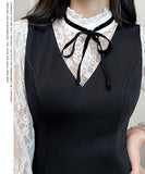 ミニドレス キャバドレス セクシー ハイネック レース切替 Aライン お腹カバー タイトシルエット パーティー デート 女子会 結婚式のお呼ばれ JC2-YM8865