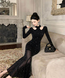 ロングドレスキラキラナイトクラブパーティードレスイベント高級感セクシーマーメイドドレス宴会エレガント WQ2-ZED888508DXH238A