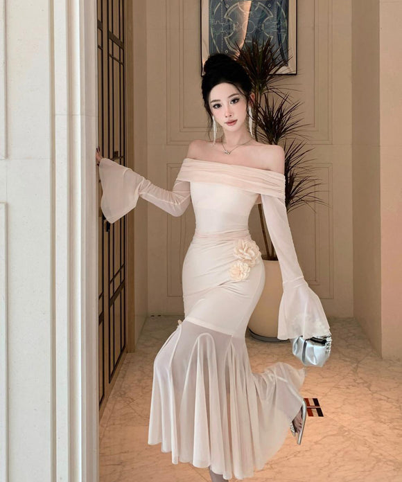 【秋新作】ロングドレス キャバドレス セクシー ボディコン オフショルダー  マーメイドドレス 結婚式 二次会 披露宴 パーティー 上品 高級感 LW2-CD7-238-87020590
