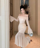 【秋新作】ロングドレス キャバドレス セクシー ボディコン オフショルダー  マーメイドドレス 結婚式 二次会 披露宴 パーティー 上品 高級感 LW2-CD7-238-87020590