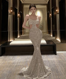 ロングドレス エレガント ノースリーブ キラキラ ウエストカットアウト デザイン性 パーティー クラブ JC2-HS-109-8317-Sep4