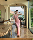 【2色】ロングドレスレースサテンドレス肌見せナイトクラブセクシーエレガント WQ2-XHY919788