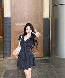 【2点セット 】ミニドレス キャバドレス セクシー レトロ  ウエストシェイプ デート LW2-XKDD426-6312-Sep12