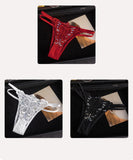 Tバック 3点セット セクシー シースルー レースショーツ ローライズ キラキラ ランジェリー 露出  LW9-RS549#